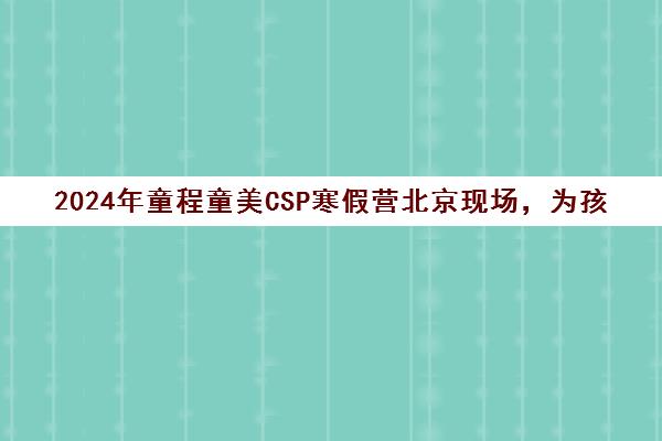 2024年童程童美CSP寒假营北京现场，为孩子们的梦想注入动力