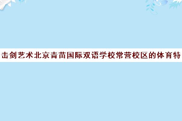 击剑艺术北京青苗国际双语学校常营校区体育特色