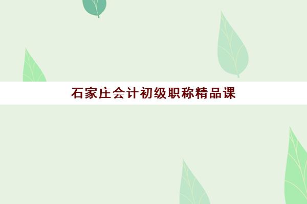 石家庄会计初级职称精品课程培训班多少钱一个月？2025年最新费用解析、报名流程与择校全指南