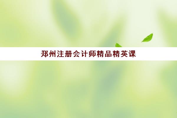 郑州注册会计师精品精英课程培训班多少钱一年？2023年最新费用解析、选择技巧与省钱指南
