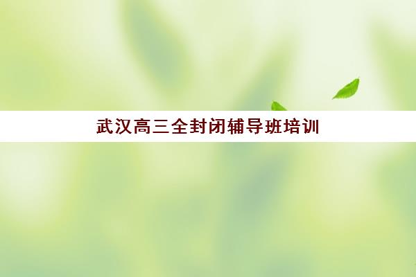 武汉高三全封闭辅导班培训机构有哪些地方好？2023年最新推荐榜单、择校标准与成功案例全解析