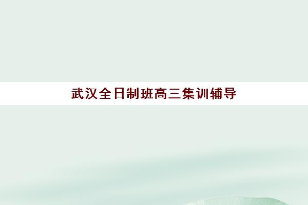 武汉全日制班高三集训辅导机构排行榜有哪些？2025年最新实力榜单与择校实操指南