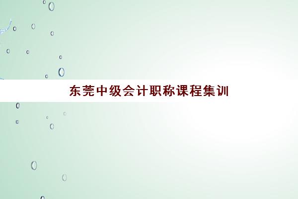 东莞中级会计职称课程集训营排名前十名如何选择？2025年最新前十榜单与择校指南